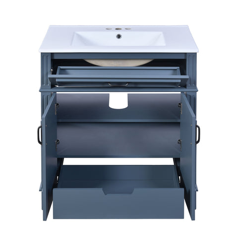 Bathroom Vanity With Sink Storage Cabinet - Blue