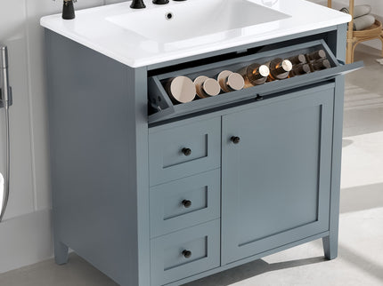 Modern Bathroom Vanity With Sink, 3 Drawers And Adjustable Shelf