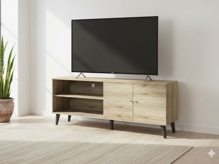 Amidon - TV Stand, With 2 Storage Shelves And 1 Cabinet