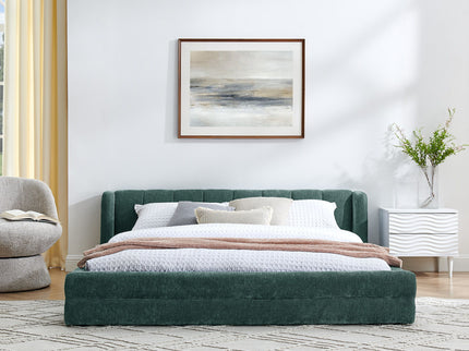 Modern Upholstered Bed Frame With Thick Fabric And Headboard