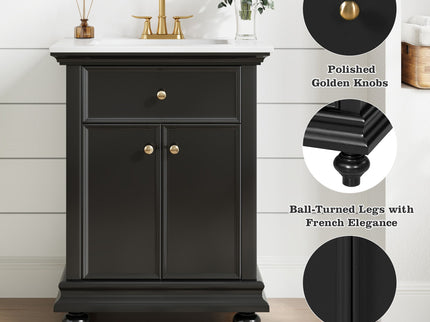 Modern Bathroom Vanity With Tip-Out Drawer And Soft-Close Hinges