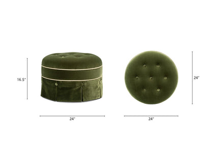 Maribel - Round Accent Ottoman - Olive Green