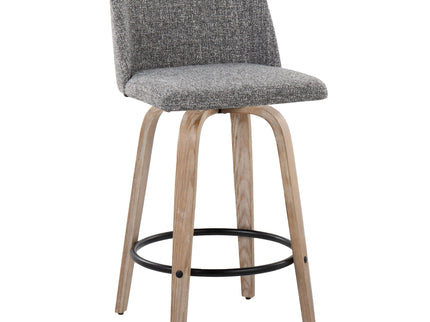 Toriano - Contemporary Fixed-Height Counter Stool & Swivel With Round Footrest (Set of 2)