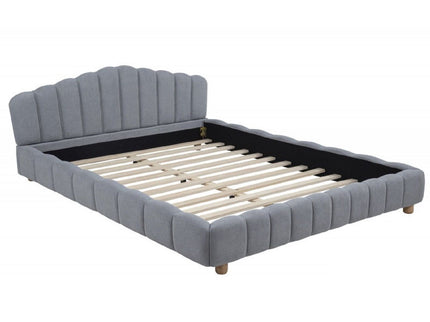 Queen Upholstered Platform Bed, Low Profile Frame - Light Blue