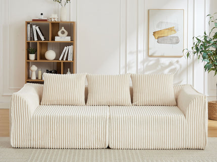 Minimalist 3 Seater Sofa With Curved Lines And Gently Sloped Backrest