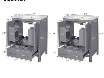 Bathroom Vanity With Integrated Undermount Ceramic Sink, 2 Doors And 1 Drawer, Soft Close Hinges