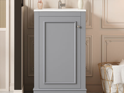 Bathroom Vanity With Sink, Freestanding Single Cabinet Set, Soft Close Door, Adjustable Shelf
