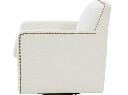Tolland - Swivel Accent Chair With Antique Brass Nailhead Trim - Cream