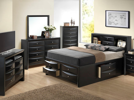 Modern Design Storage Bed With Bookcase Headboard