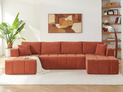 U - Shaped Sectional Sofa, Cup Holders & Side Pockets For Living Room