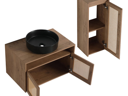 Bathroom Vanity With Art Sink And Side Cabinet, Float Mounting Design