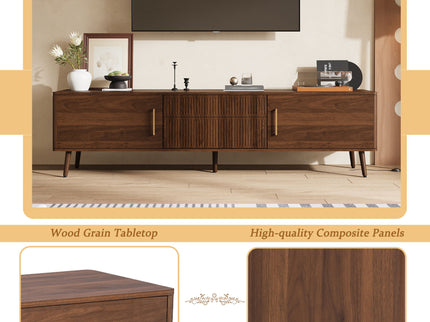 TV Stand With 2 Drawers, Media Console Table - Walnut