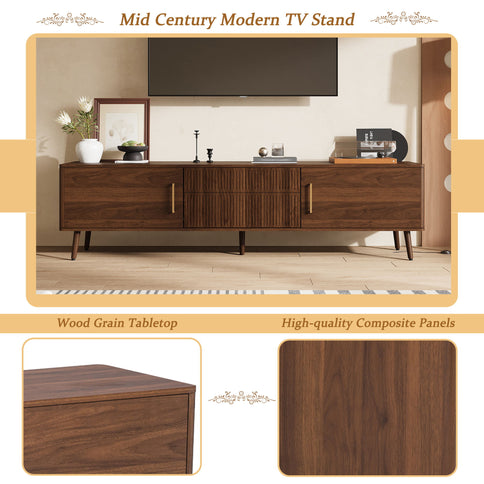 TV Stand With 2 Drawers, Media Console Table - Walnut