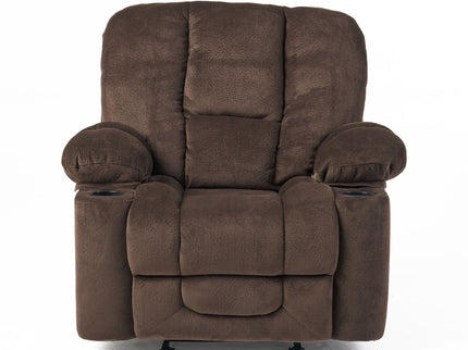 Luxurious Manual Recliner Chair With Skin-Friendly Fabric And Dual Cup Holders