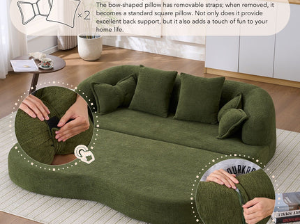 Foldable Sofa Bed, Boneless Couch Convertible Sleeper With 4 Pillows