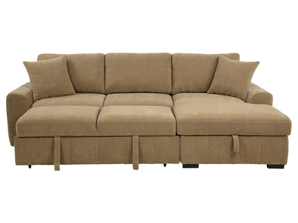 Logan - Sleeper Sectional Sofa With Right Arm Chaise - Camel