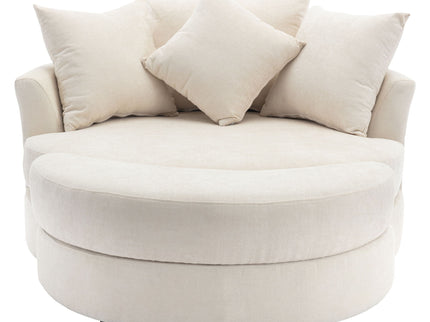 360° Swivel Accent Barrel Chair With Storage Ottoman & 4 Pillows, Modern Leisure Chair Round Accent For Living Room