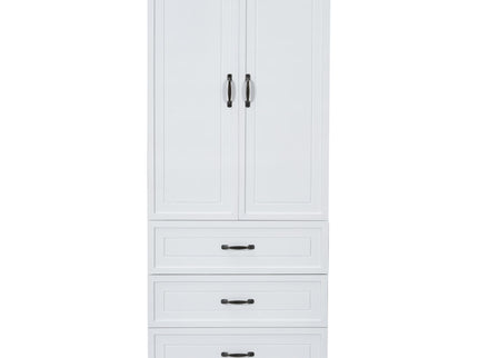 Tall Bathroom Storage Cabinet With 2 Doors And Drawers, Adjustable Shelf - White