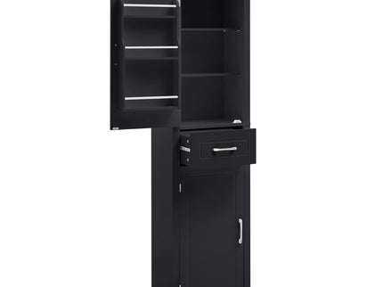 Tall Freestanding Bathroom Storage Cabinet With 2 Doors And Adjustable Shelves