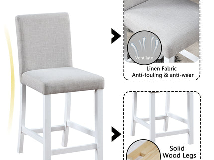 5 Piece Counter Height Table Set, Square Table And 4 Upholstered Chairs