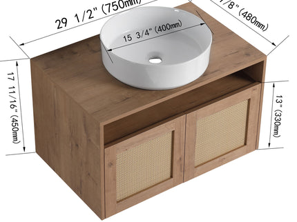 Bathroom Vanity & Art Sink, 2 Soft Close Doors, Float Mounting Design