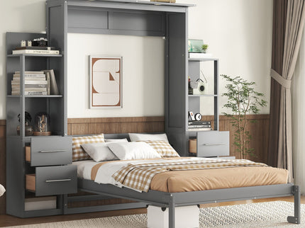 Murphy Wall Bed With LED Lights, Shelves And Drawers