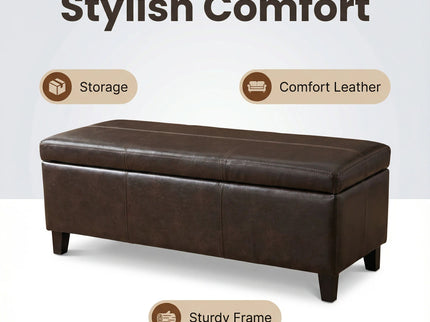 Rectangle Storage Ottoman Bench For Living Room - Brown