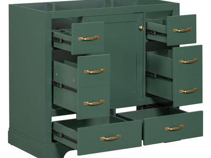 Modern Bathroom Vanity Base Only, 6 Drawer Storage With Adjustable Shelf