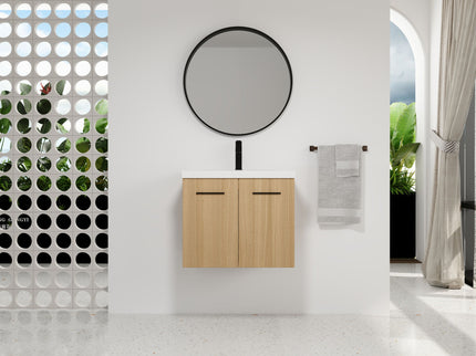 Floating Bathroom Vanity With Sink, Wall Mounted Double Door Storage