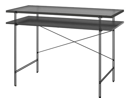 Vance - Computer Desk With Fluted Glass Desktop - Black