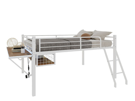 Loft Bed With Built In Desk, LED Light Strip