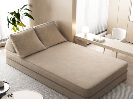 Multifunctional Convertible Sofa Bed With 2 Tumbler Backrests And 2 Pillows, Deep Seat Couch