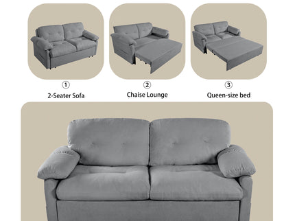 Convertible Pull Out Sofa Bed Queen Size, 3 In 1 With Side Storage
