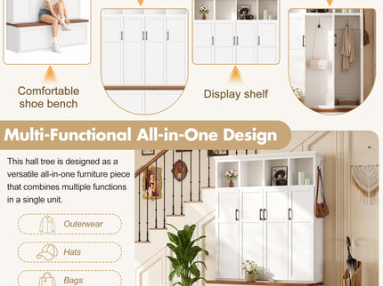 Hall Tree With 4 Hidden Cabinets