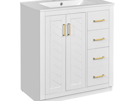 Bathroom Vanity With Sink, Storage Cabinet, Freestanding Set With 3 Drawers & Soft Closing Doors