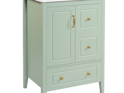 Retro Bathroom Vanity With Sink, Soft Closing Cabinet & Drawers