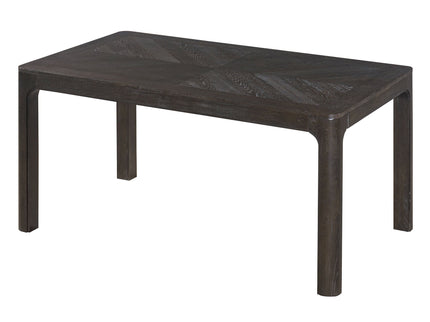 Rectangular Dining Table With Parquet Top, Rounded Corners