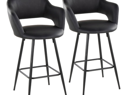 Margarite - Contemporary Fixed Height Counter Stool With Square Footrest (Set of 2)