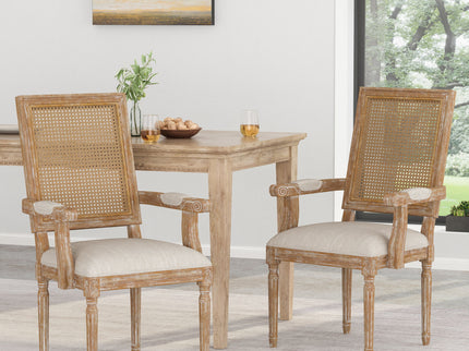 Upholstered Dining Chair With Cane Backrest
