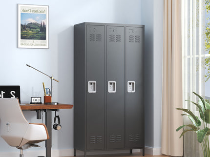 Storage Locker Cabinet With Locks For Employees, Home Gym Office School Garage - Black