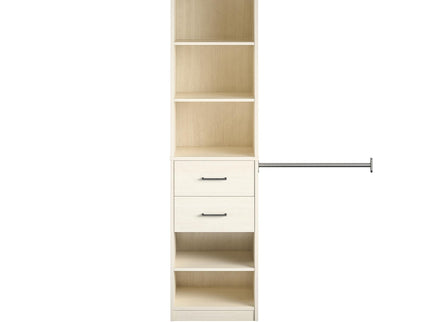 Kelly - 5 Shelf 2 Drawer Closet Organizer With 3 Adjustable Hanging Rods - Ivory