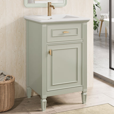 Bathroom Vanity With Sink, Adjustable Shelf, Tilt-Out Drawer