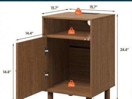 Nightstand With Charging Station & Storage