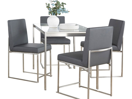 Fuji - High Back Contemporary Dining Set, Glass 5 Piece