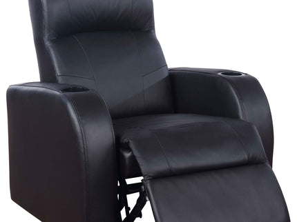 Upholstered Recliner With Cup Holder Comfort Lounge Chair - Black