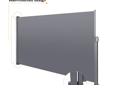 Retractable Side Screen Awning, Uv Resistant, Waterproof, Patio Privacy Screen For Garden, Balcony, Courtyard