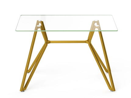 Modern Glass Dining Table With Metal Legs