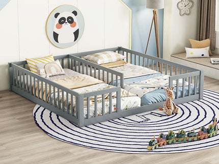 Double Floor Bed With Fence, Guardrails, Without Door