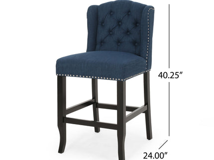 Vienna - Fabric Tufted Counter Stool With Nailhead Accents (Set of 2)