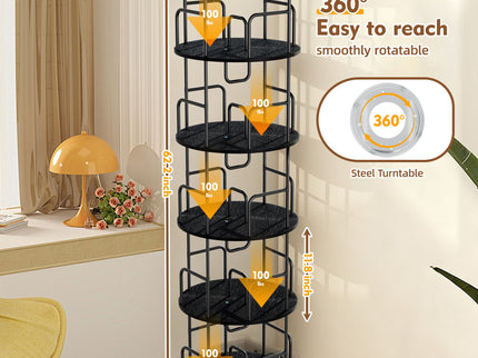 Rotating Bookshelf Tower 5 Tier Spinning 360 Degree Revolving Storage Shelf